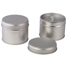 Nasze bestsellery: Mini Doppeldeckeldose für Tee. Runde Stülpdeckeldose, aus Weißblech, mit Innendeckel.